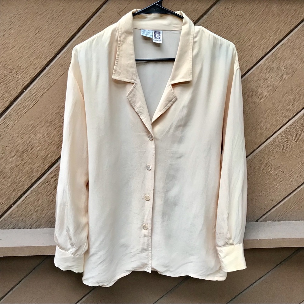 Vintage 90s Cream Silk Blouse by Anne Klein